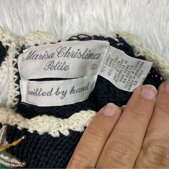 Vintage Marisa Christina black ugly Christmas sweater knit Christmas tree - Picture 7 of 9